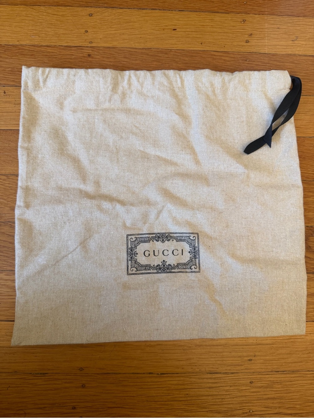 Gucci Natural Canvas Logo Pouch with Black Print